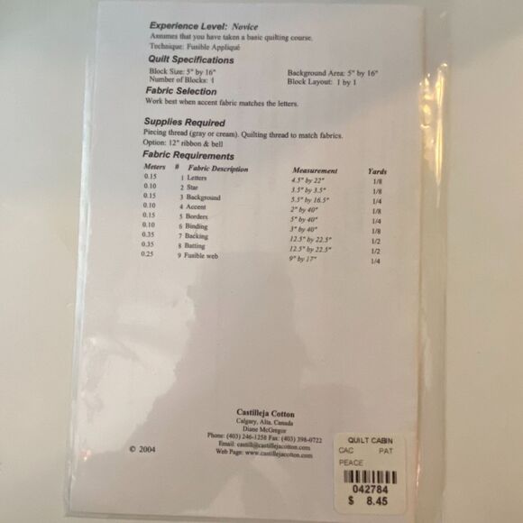 Hollys Quilt Cabin 3822-5 Pattern Peace Panel Patchwork Holiday Cozy Novelty - Picture 4 of 5